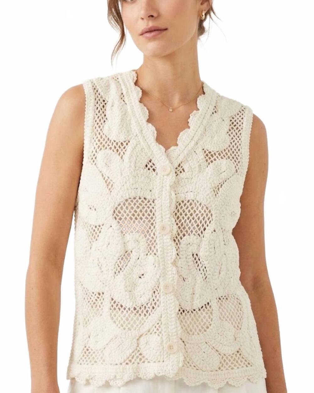 NEW POL button front vest in cream